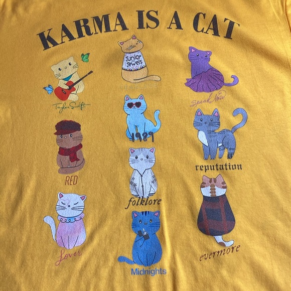 NWT Womens Gold Kharma is A Cat T Shirt Medium Bella Canvas - Picture 4 of 7